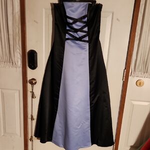 Elegant Black and Perwinkle Strapless Dress